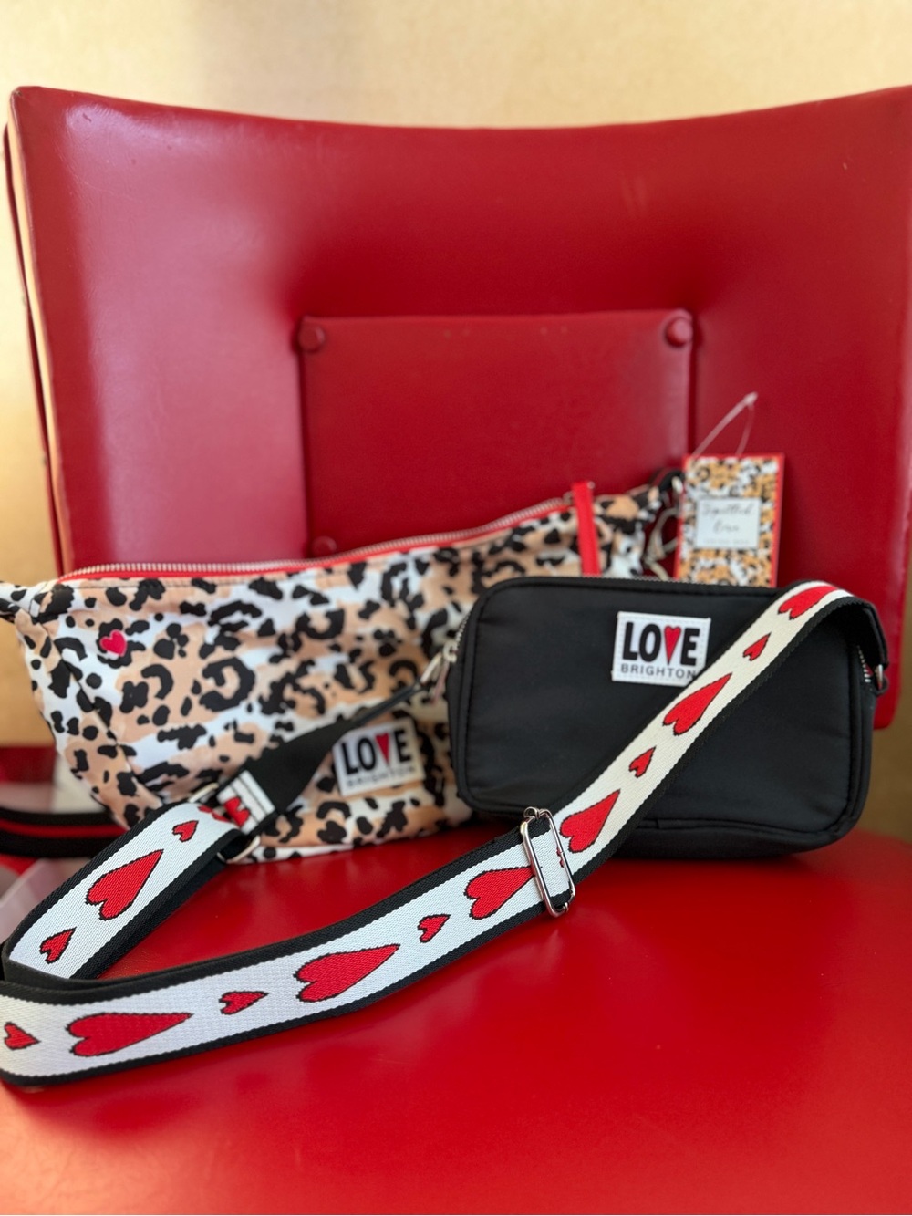 Brighton Love Crossbody Duo - Black, Leopard & Red Heart Strap